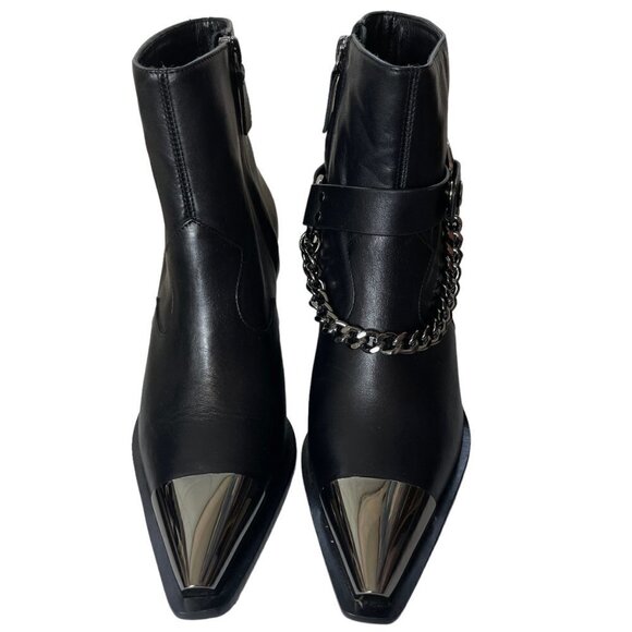 NWOB Dundas X Revolve Gigi Leather Metal Cap Toe Bootie Black Size 5.5 - Picture 9 of 12